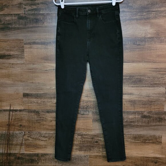 American Eagle 8 R Jegging Super Hi Rise 360 Next Level Stretch Black Wash - Picture 1 of 12